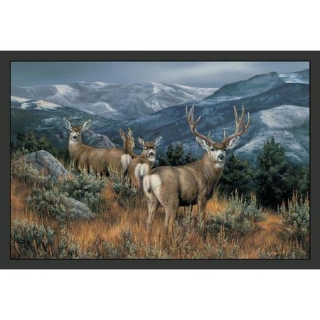 CUSTOM PRINTED RUGS Custom Printed Rugs CPR066 Lastglance Mule Deer Size 18 x 26 in. Doormat Rug - Blue; Brown; Brown & Tan CPR066